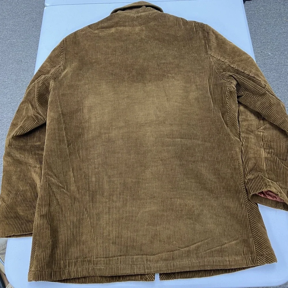 Vintage Corduroy Jacket Mens XL Brown Faux Fur Lined 70s Workwear Coat E2